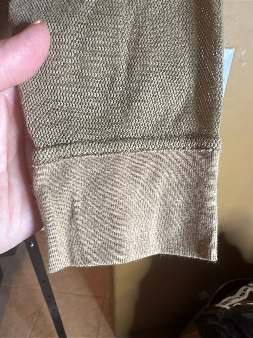 Vintage Gallaz Taupe Mesh Zip Front Hoodie Jacket Small Lightweight 3/4 Sleeve - Picture 12 of 13